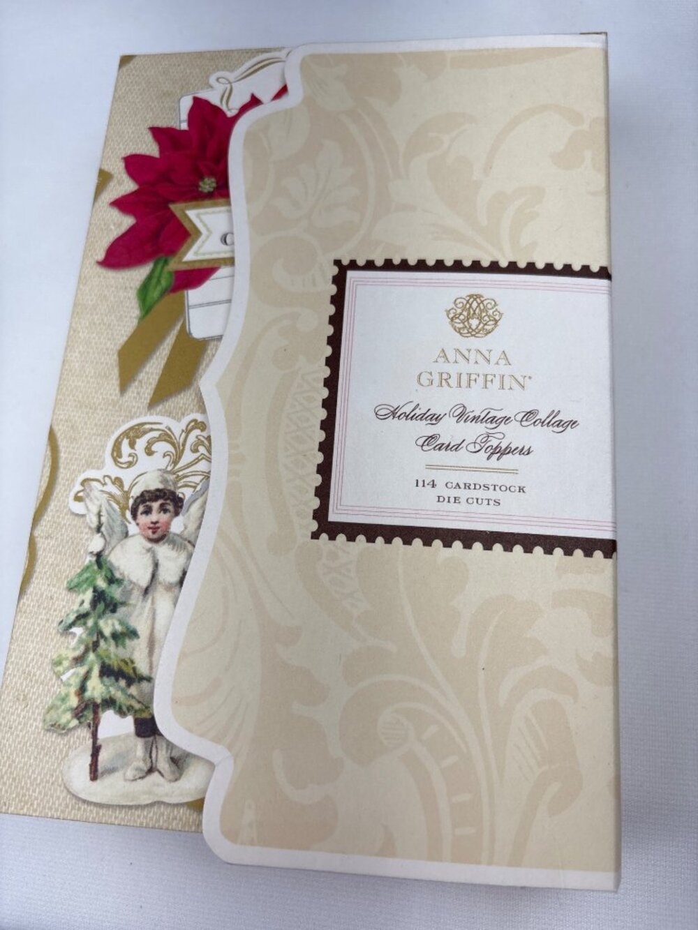 Anna Griffin Holiday Vintage Collage Card Toppers 114 Cardstock Die Cuts Festive